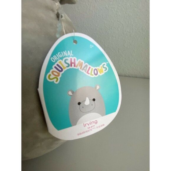 Squishmallow Irving the Gray Rhino 8" Stuffed Plush by Kellytoy Soft NWT - Picture 2 of 6